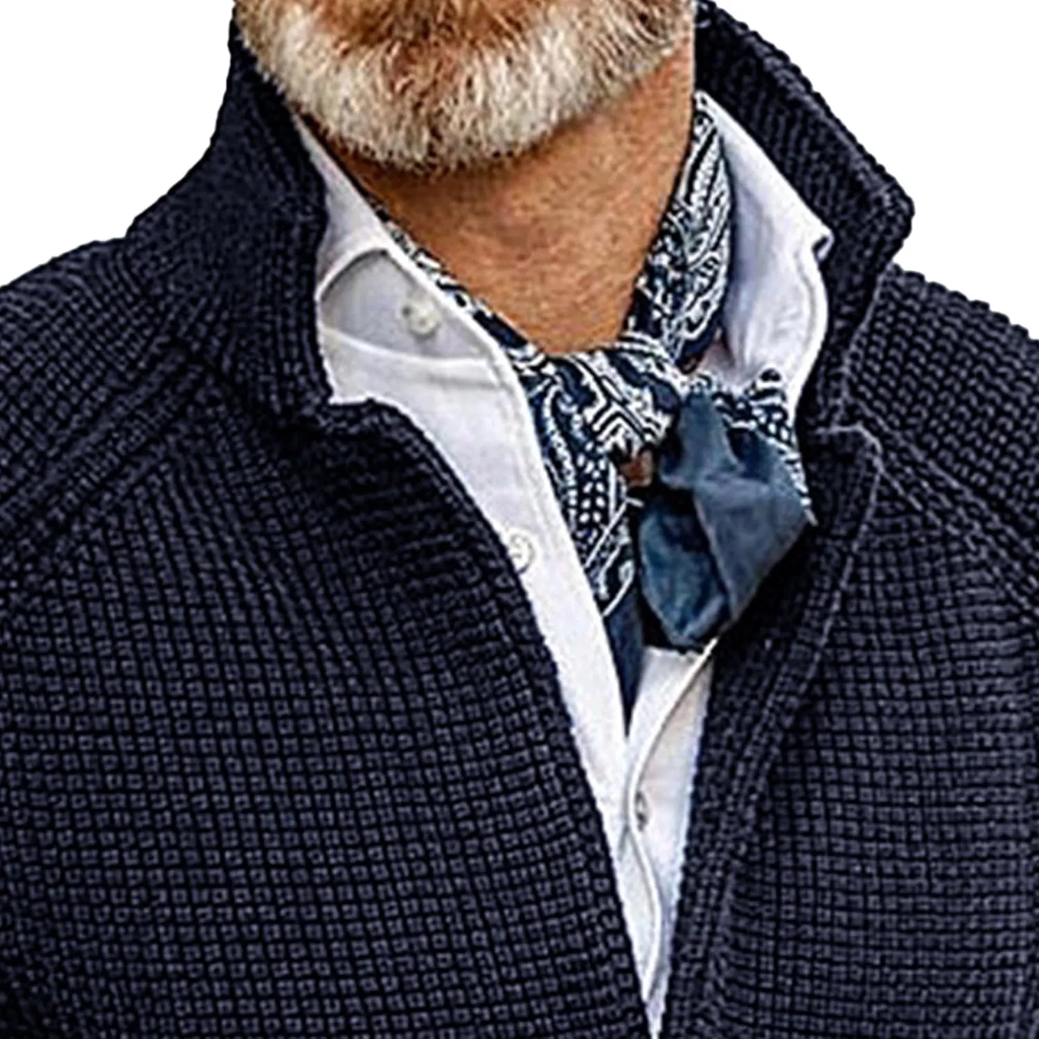 JEShifangjiusu Men'S Stand Collar Cardigan Sweaters Wool Blend V Neck Button Down Sweaters Solid Color Coat With Pockets