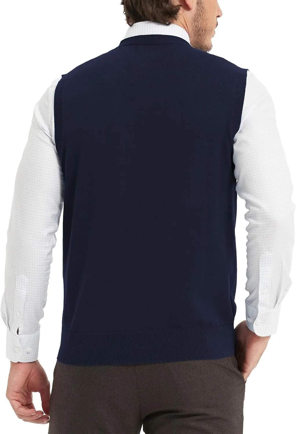 Kallspin Men’s Button Down Sweater Vest Lightweight Knitted Pure Cotton V-Neck Sleeveless Cardigans