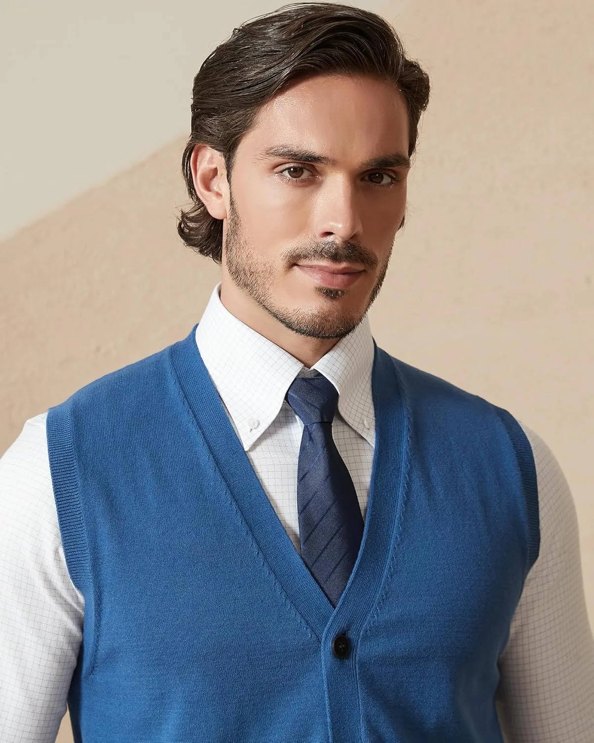 Kallspin Men’s Button Down Sweater Vest Lightweight Knitted Pure Cotton V-Neck Sleeveless Cardigans