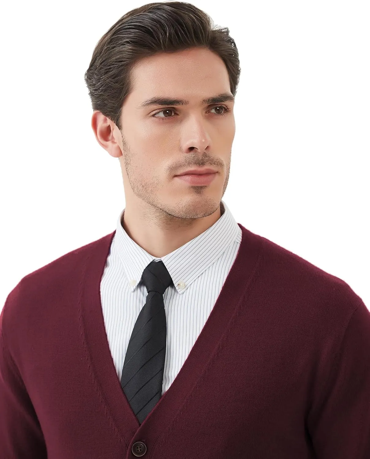 Kallspin Men's Cardigan Sweaters Wool Blend V Neck Button Down Sweaters with Pockets
