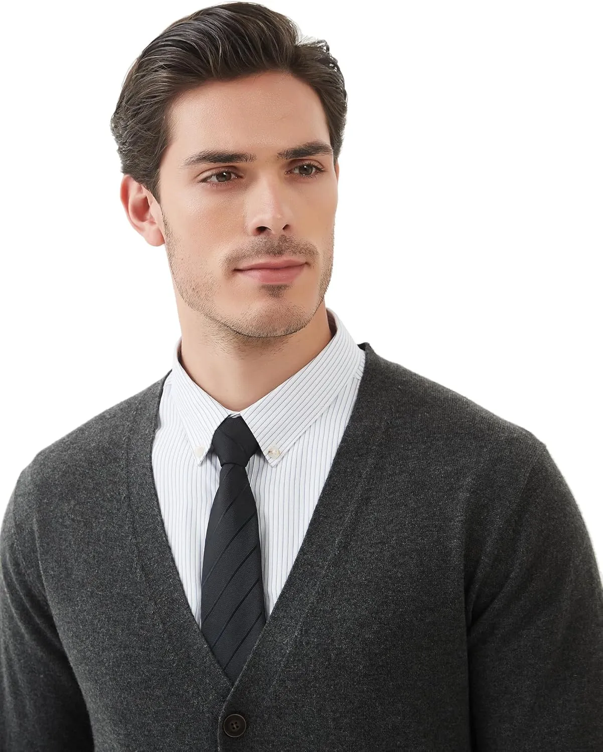 Kallspin Men's Cardigan Sweaters Wool Blend V Neck Button Down Sweaters with Pockets