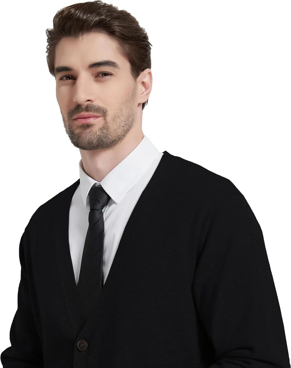 Kallspin Men's Cardigan Sweaters Wool Blend V Neck Button Down Sweaters with Pockets