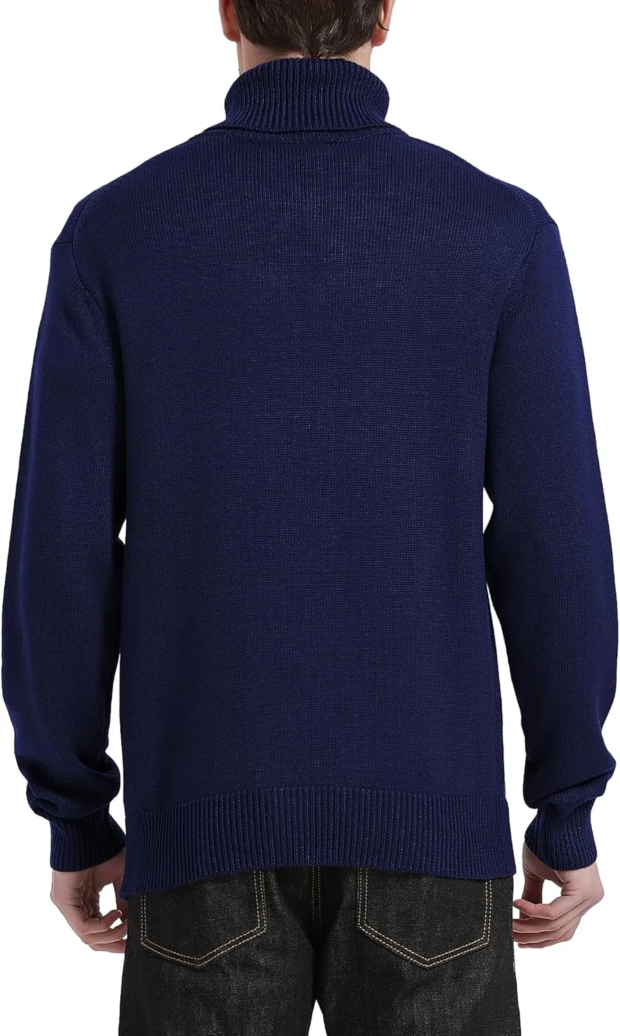 Kallspin Men's Turtleneck Sweaters Wool Blend Mid-Weight Highneck Pullover Sweaters