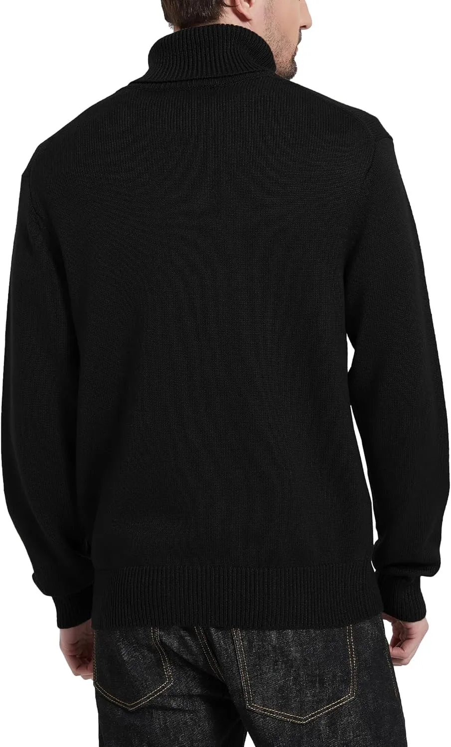 Kallspin Men's Turtleneck Sweaters Wool Blend Mid-Weight Highneck Pullover Sweaters