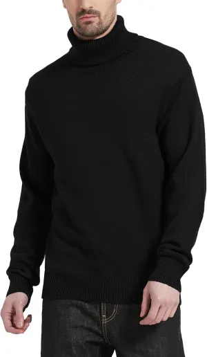 Kallspin Men's Turtleneck Sweaters Wool Blend Mid-Weight Highneck Pullover Sweaters