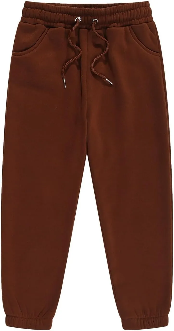Kids Unisex Plus Size Baggy Sweatpants Elastic Waisted Sport Joggers Plain Cotton Sweatpants Casual Solid Color Pants