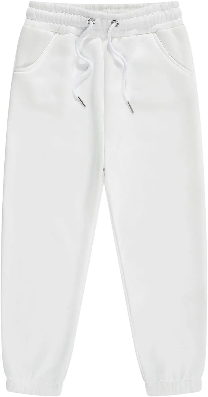 Kids Unisex Plus Size Baggy Sweatpants Elastic Waisted Sport Joggers Plain Cotton Sweatpants Casual Solid Color Pants