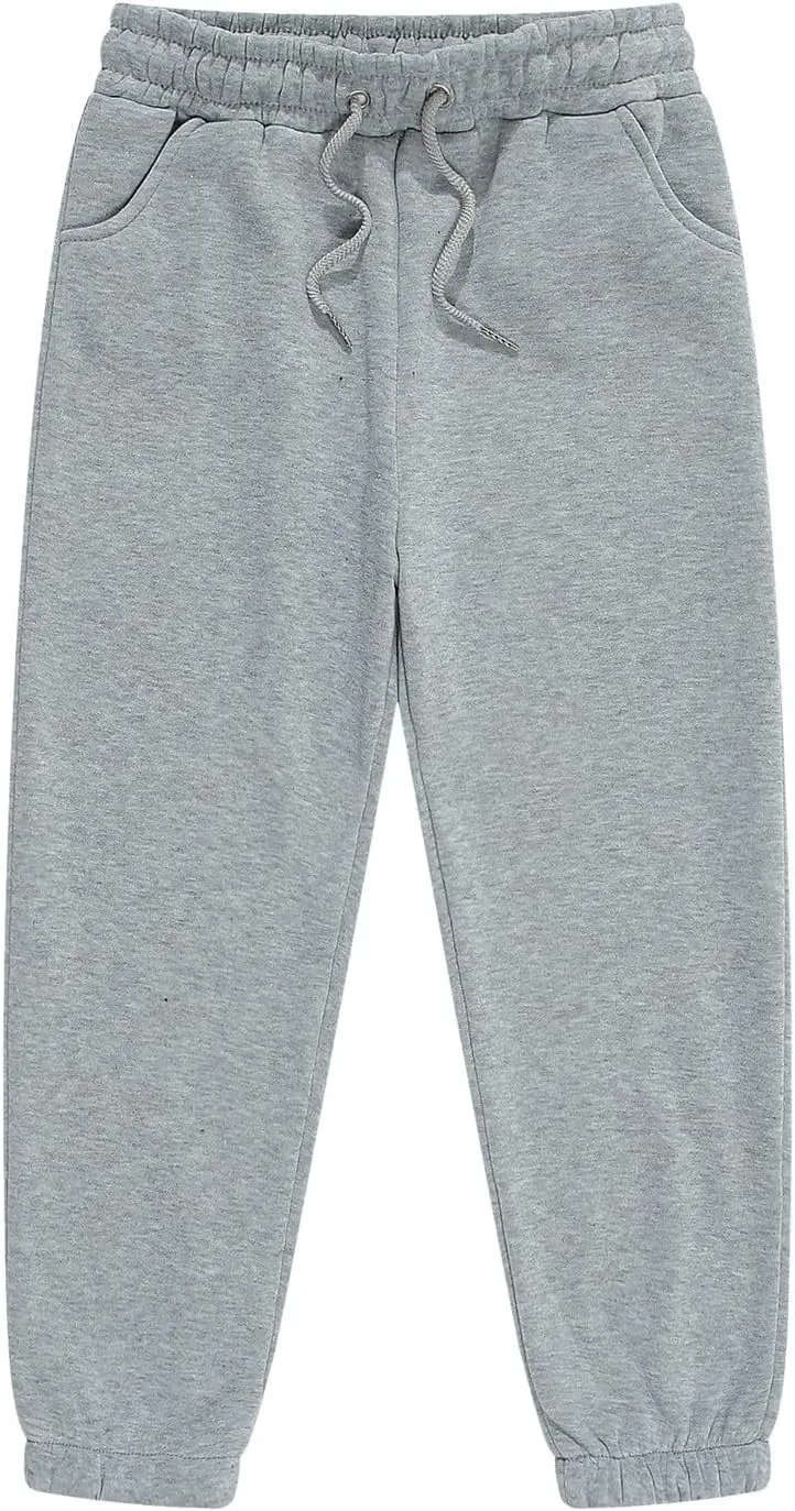 Kids Unisex Plus Size Baggy Sweatpants Elastic Waisted Sport Joggers Plain Cotton Sweatpants Casual Solid Color Pants