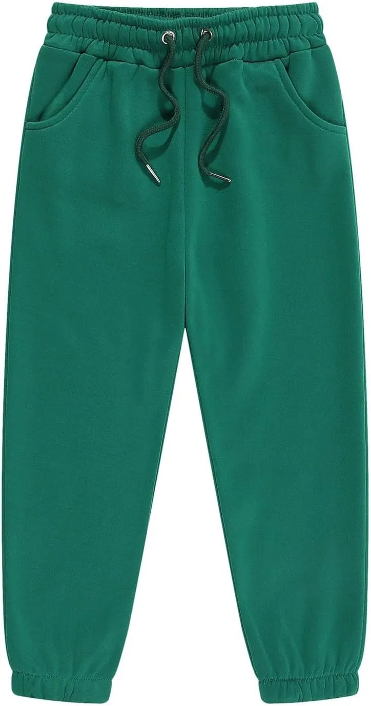 Kids Unisex Plus Size Baggy Sweatpants Elastic Waisted Sport Joggers Plain Cotton Sweatpants Casual Solid Color Pants
