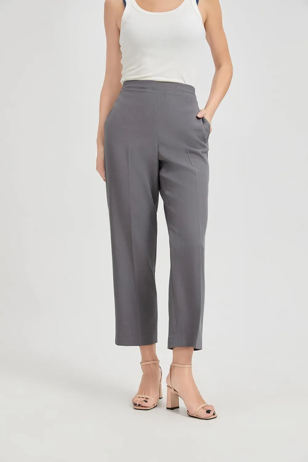 KYAL Women's High Waisted Stretchy Work Pants Straight Leg Business Office Trousers