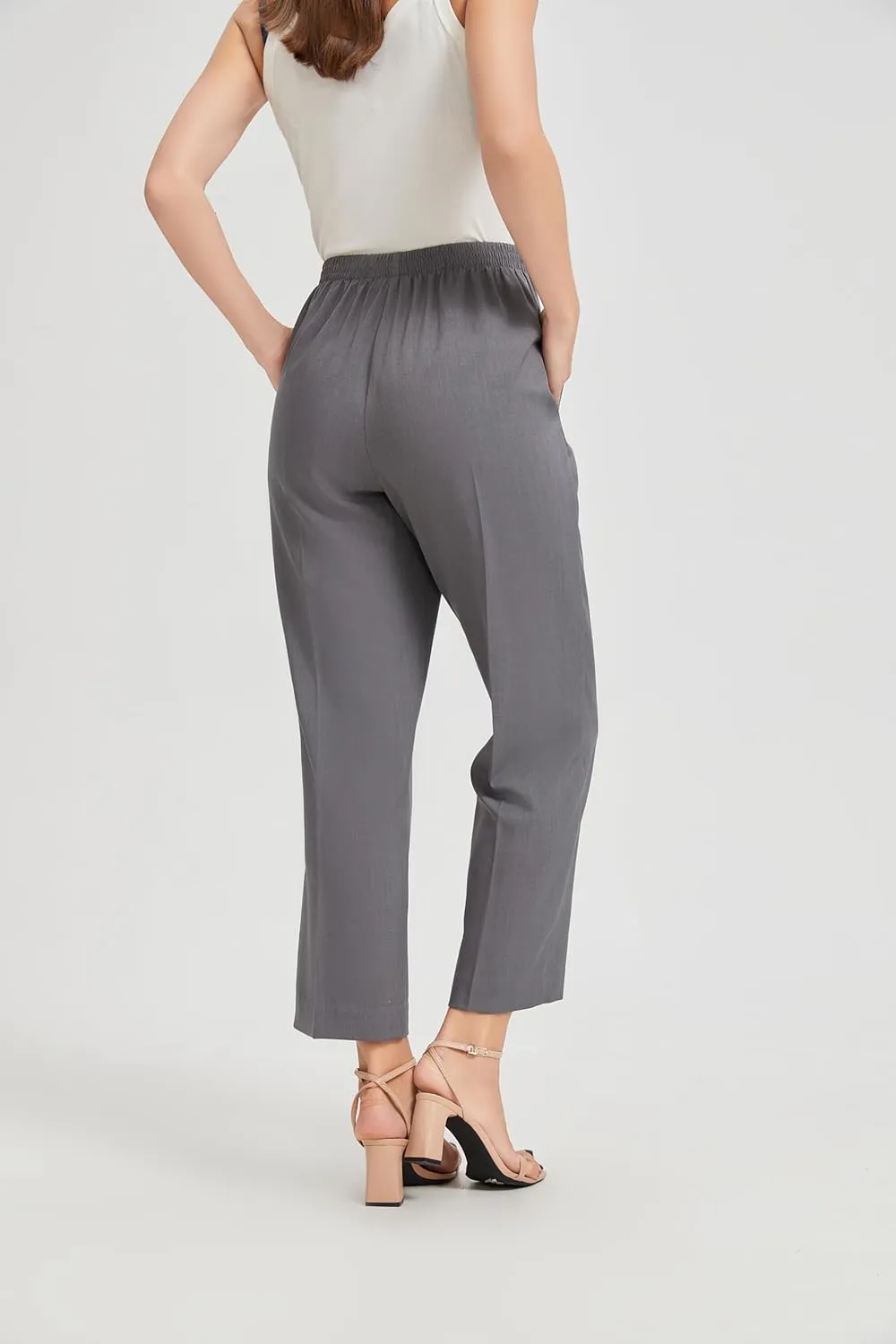 KYAL Women's High Waisted Stretchy Work Pants Straight Leg Business Office Trousers