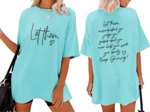 Let Them Shirt for Women Oversized Tshirts Mental Health Awareness Graphic Tees Christian Faith Inspirational Shirts