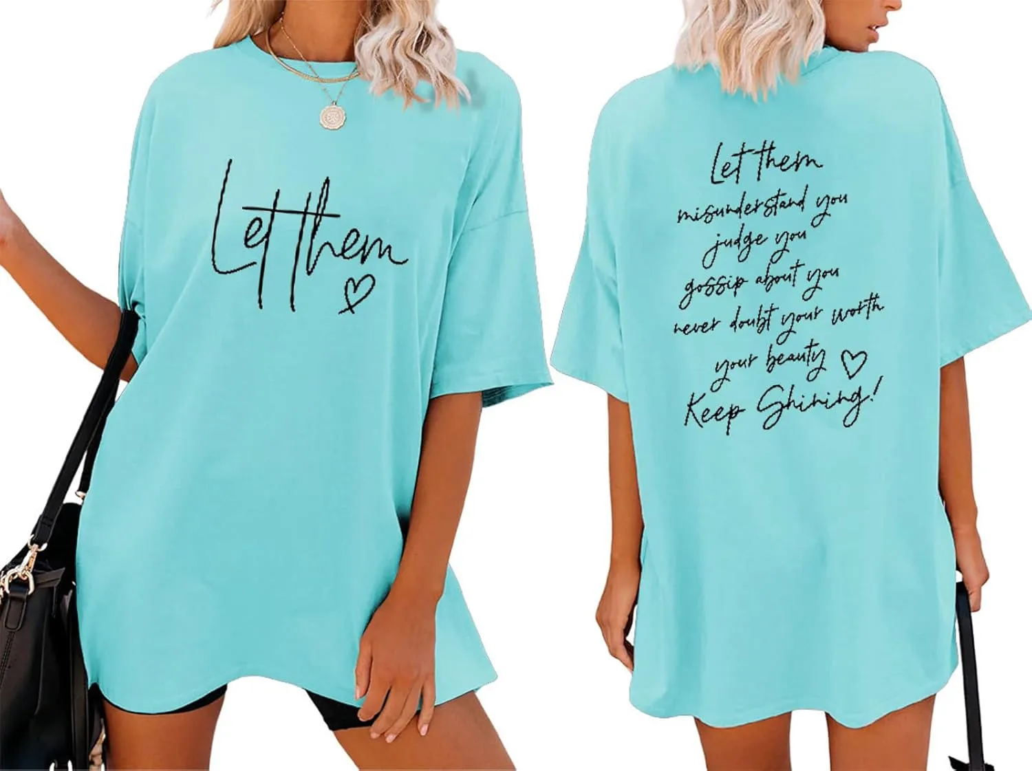 Let Them Shirt for Women Oversized Tshirts Mental Health Awareness Graphic Tees Christian Faith Inspirational Shirts
