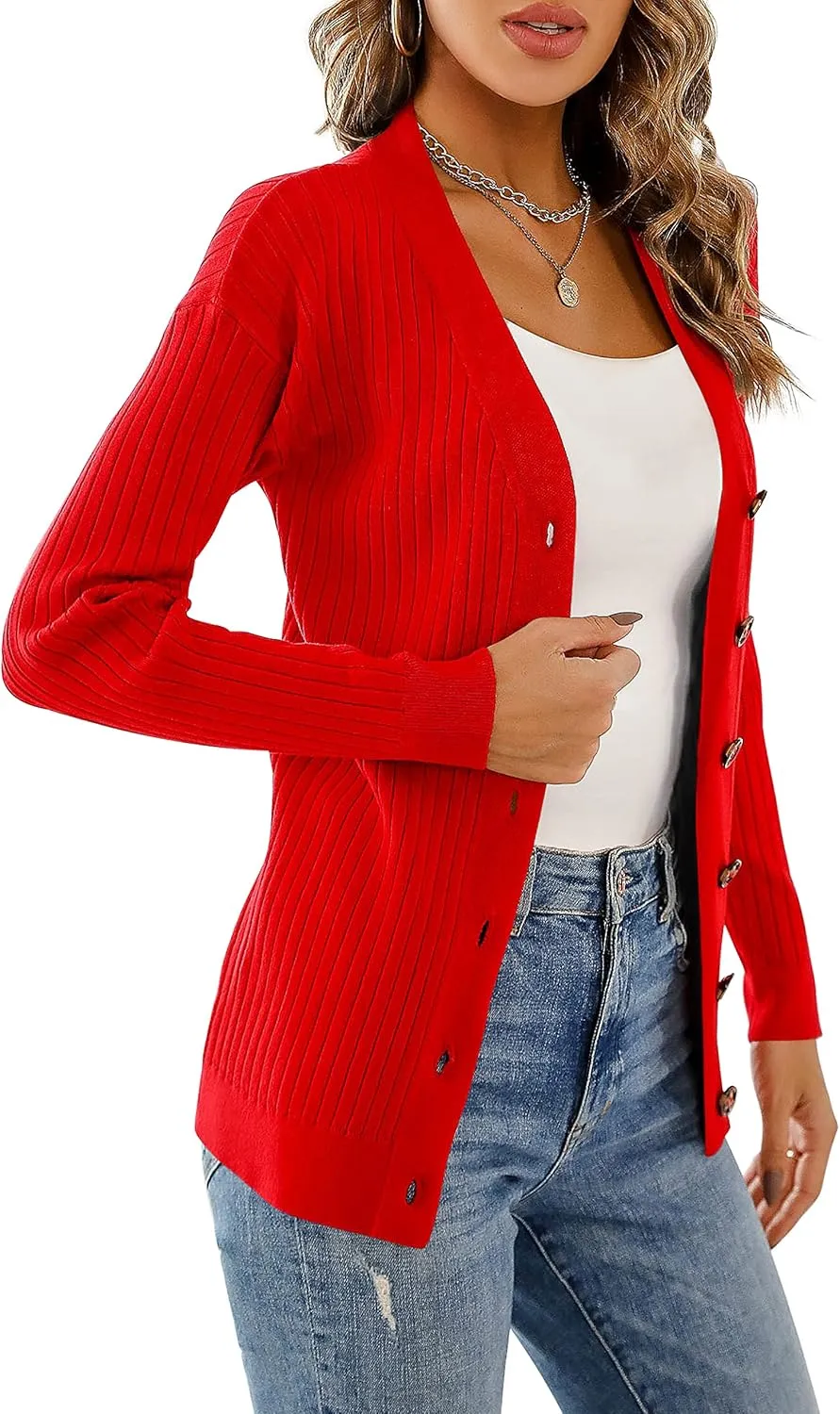 LIENRIDY Women's Knit Cardigan Long Sleeve Button Down Sweater Lightweight Cardigans, S-XL