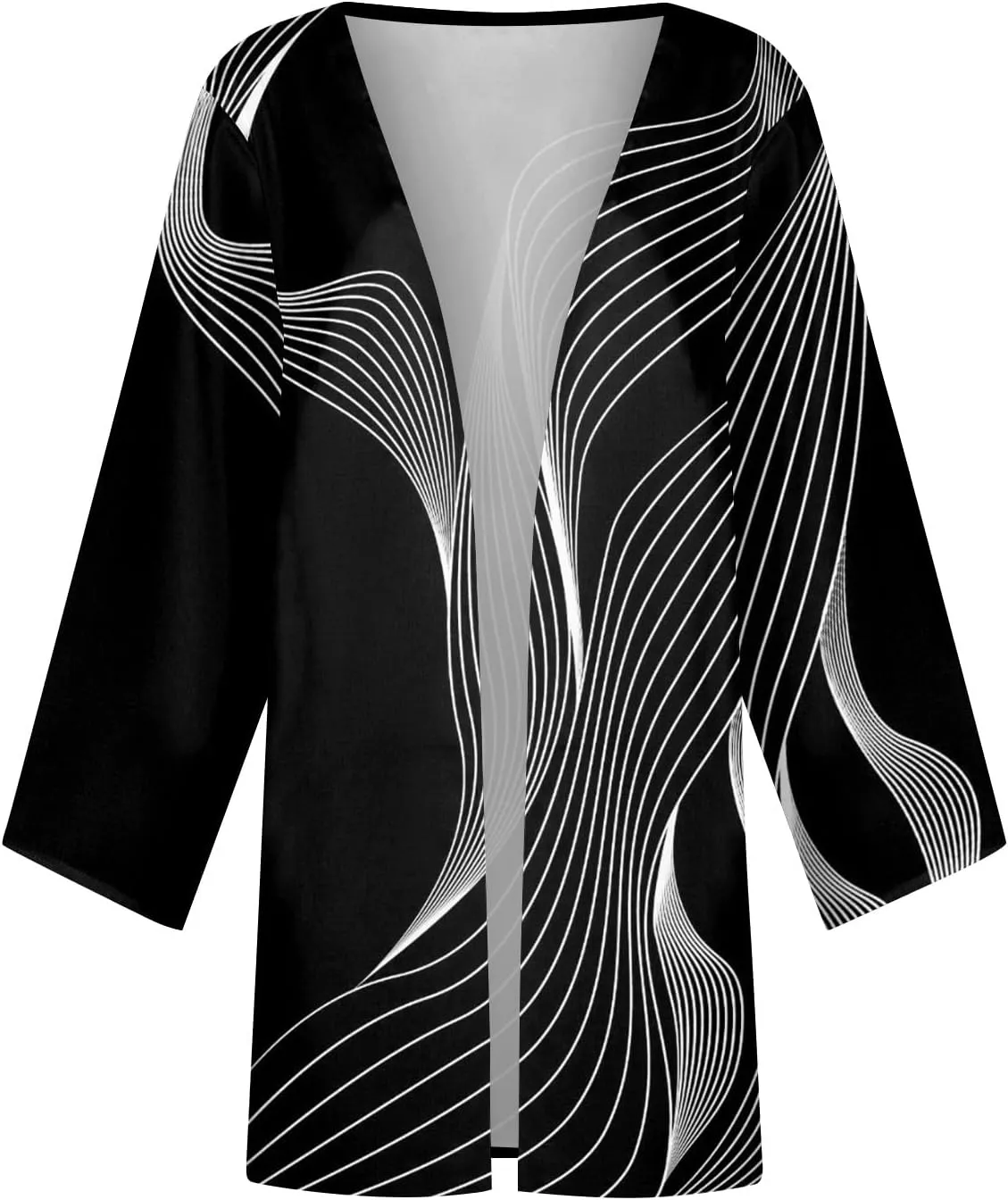 Lightweight Cardigan for Women Summer Printed Beach Cover Up Tops Open Front 3/4 Sleeve Kimono Cardigan Casual Blouse