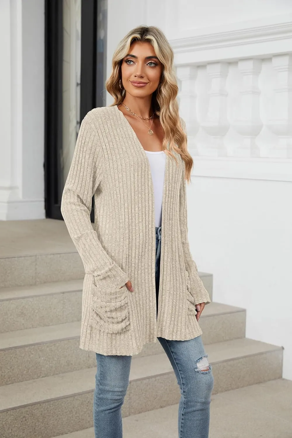 Lightweight Cardigans for Women Fashion Casual Oversized Long Sleeve Cardigan Sweater Loose Dressy Fall Holiday Tops