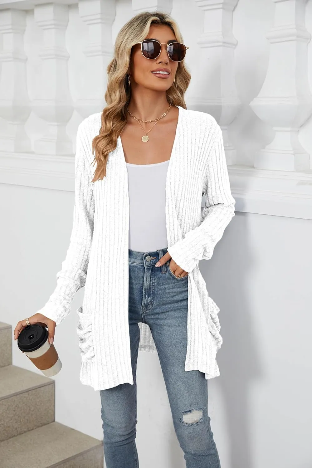 Lightweight Cardigans for Women Fashion Casual Oversized Long Sleeve Cardigan Sweater Loose Dressy Fall Holiday Tops
