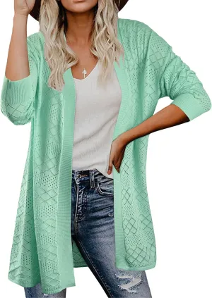 Lightweight Cardigans for Women Open Front Crochet Sweater Kimono Thin Drape Sun Protection Coverups Travel