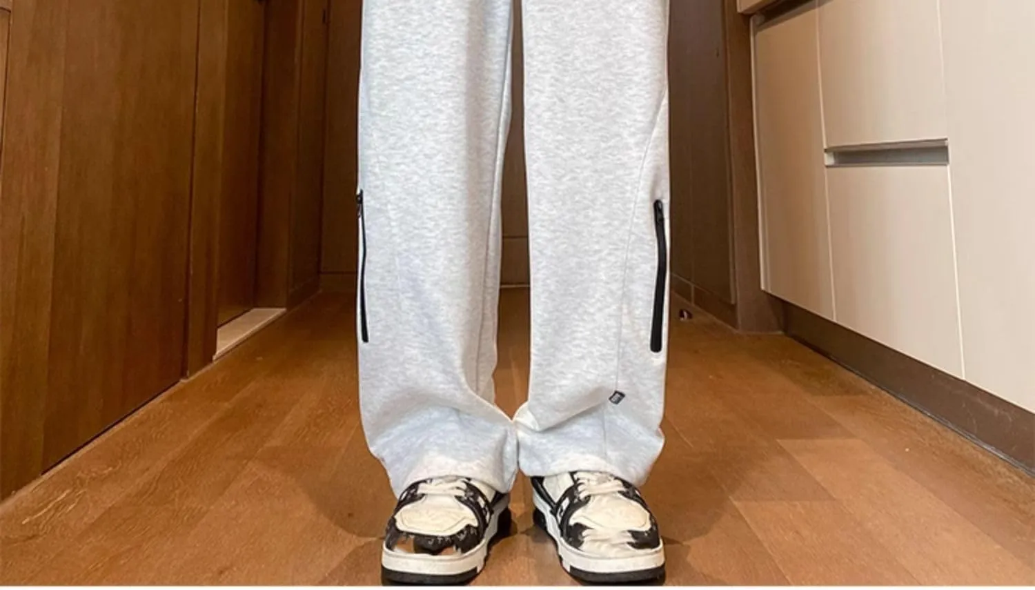 Linen Casual Pants Men's Relaxed Fit Elastic Waist Wide Leg Fiber Trousers