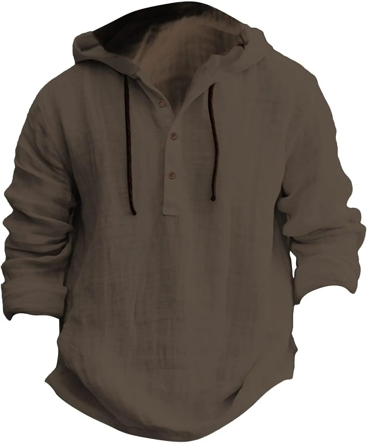 Linen Shirts for Men Lightweight Button Up Summer Cotton Linen Hoodie Long Sleeve Tee Breathable Boho Beach Yoga Shirt