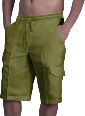 Linen Shorts Mens Casual Shorts Lightweight Summer Beach Shorts Drawstring Shorts for Men Casual Summer