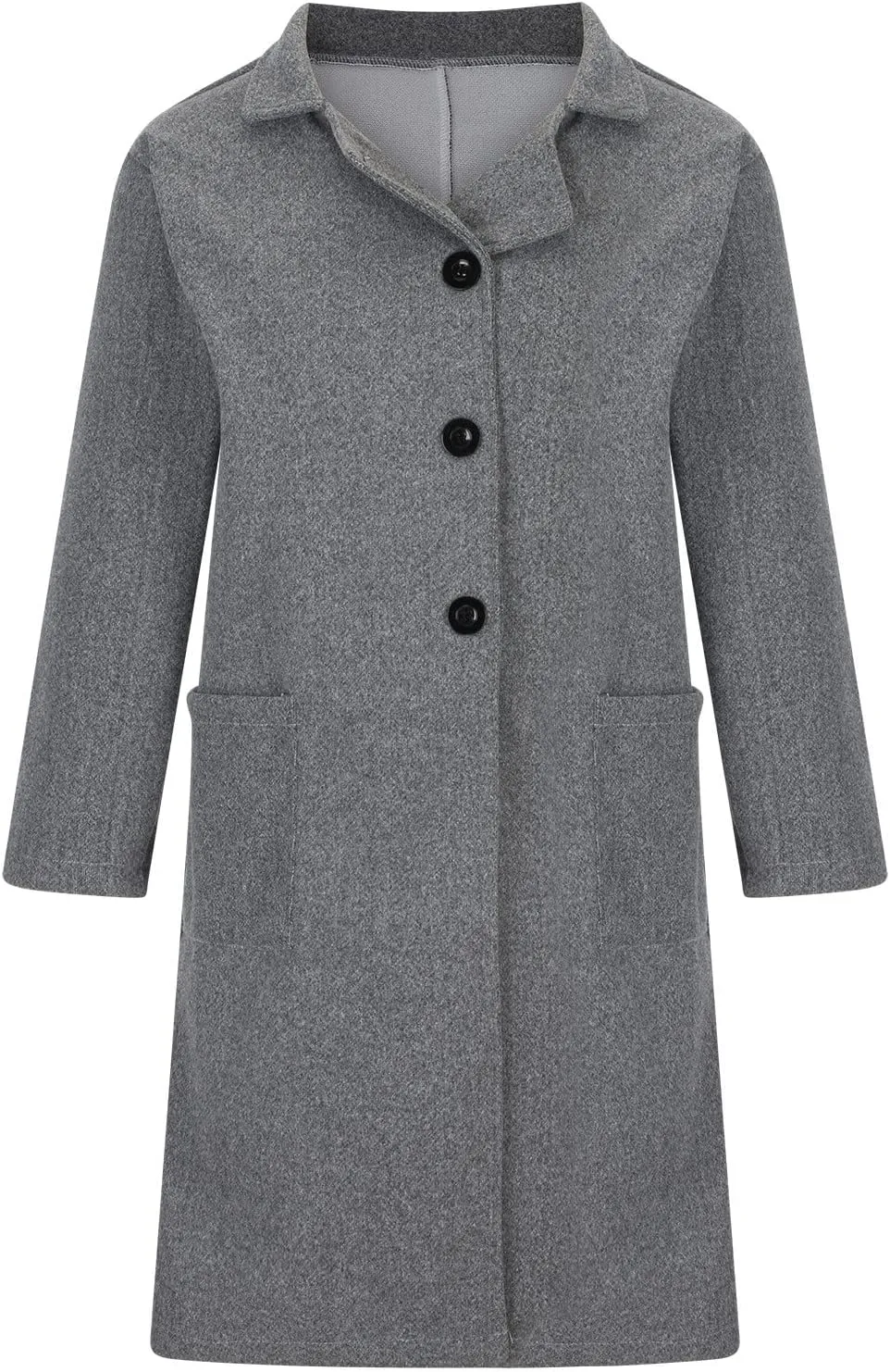 Long Trench Coats for Women Wool Blend Pea Coat with Pocket Elegant Winter Jacket Breasted Coats