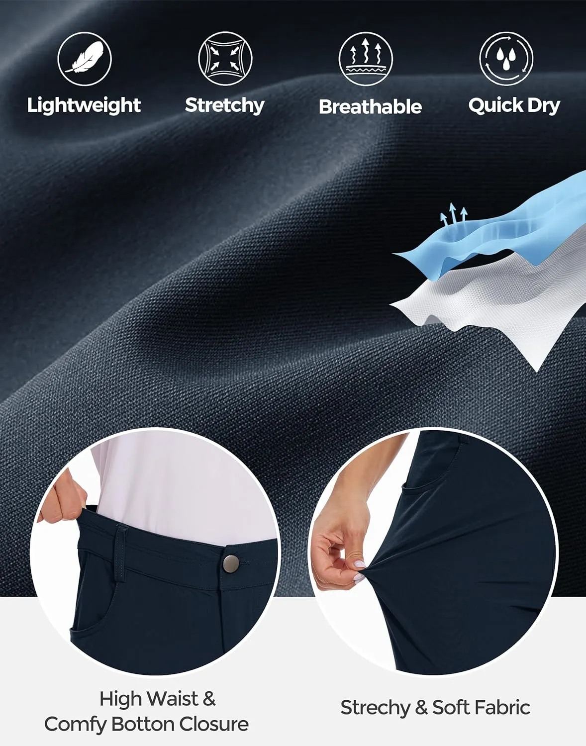 M MOTEEPI 7/8 Golf Pants Women with 4 Pockets Lightweight Stretchy Work Hiking Travel Pants Outdoor