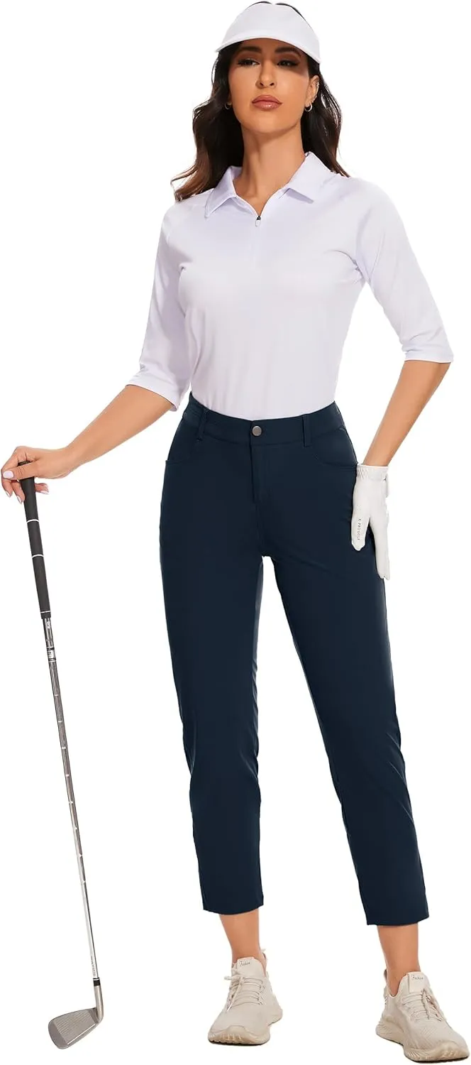 M MOTEEPI 7/8 Golf Pants Women with 4 Pockets Lightweight Stretchy Work Hiking Travel Pants Outdoor