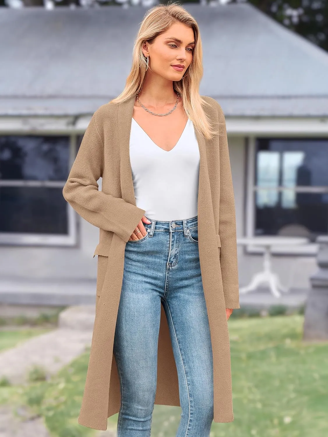 MASCOMODA Open Front Long Cardigan Sweaters for Women Trendy 2025 Fall Winter Oversized Sweater Coats Knit Coatigan Jackets