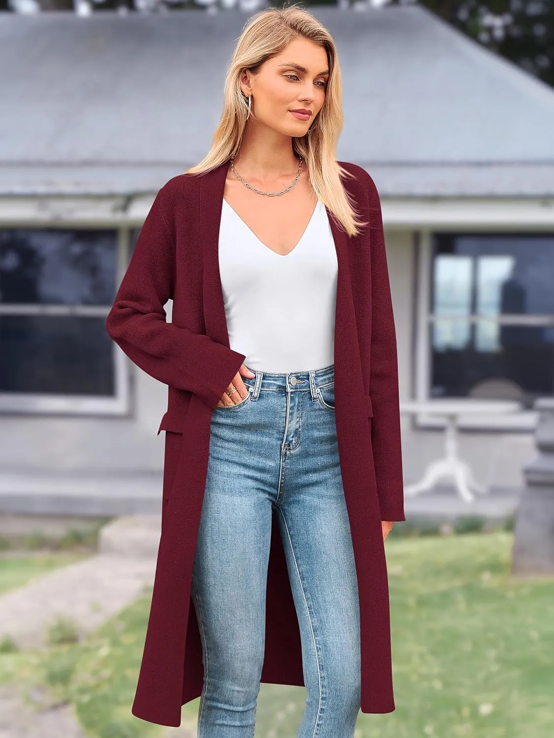 MASCOMODA Open Front Long Cardigan Sweaters for Women Trendy 2025 Fall Winter Oversized Sweater Coats Knit Coatigan Jackets