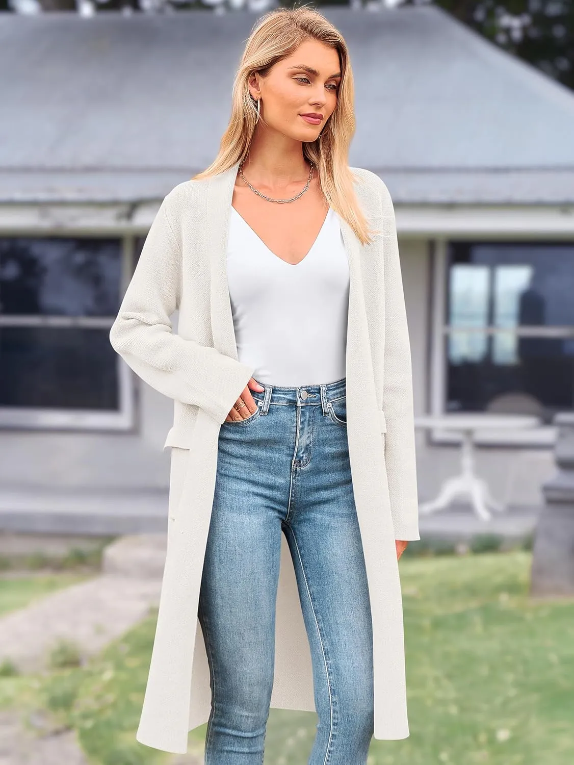 MASCOMODA Open Front Long Cardigan Sweaters for Women Trendy 2025 Fall Winter Oversized Sweater Coats Knit Coatigan Jackets