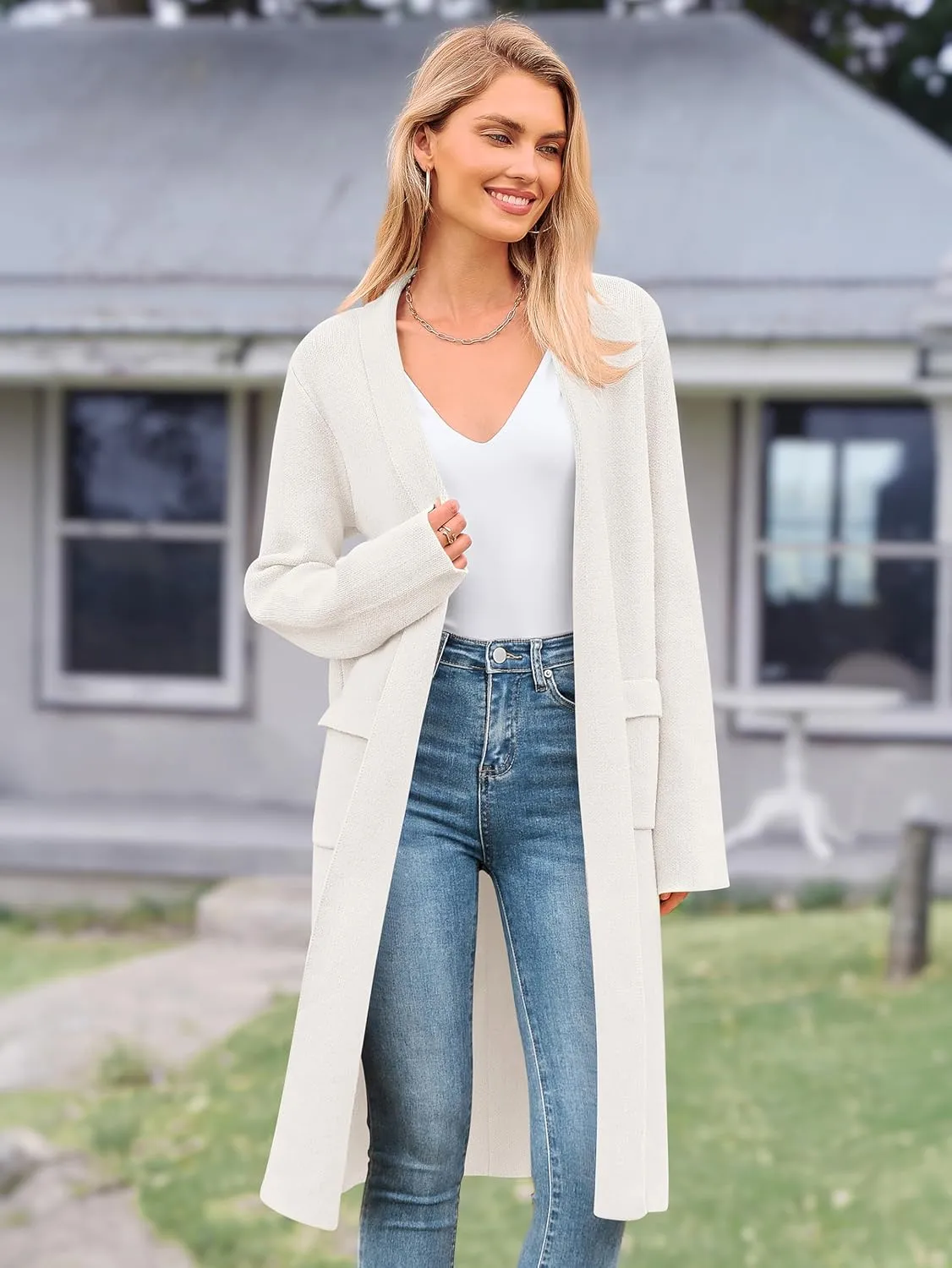 MASCOMODA Open Front Long Cardigan Sweaters for Women Trendy 2025 Fall Winter Oversized Sweater Coats Knit Coatigan Jackets