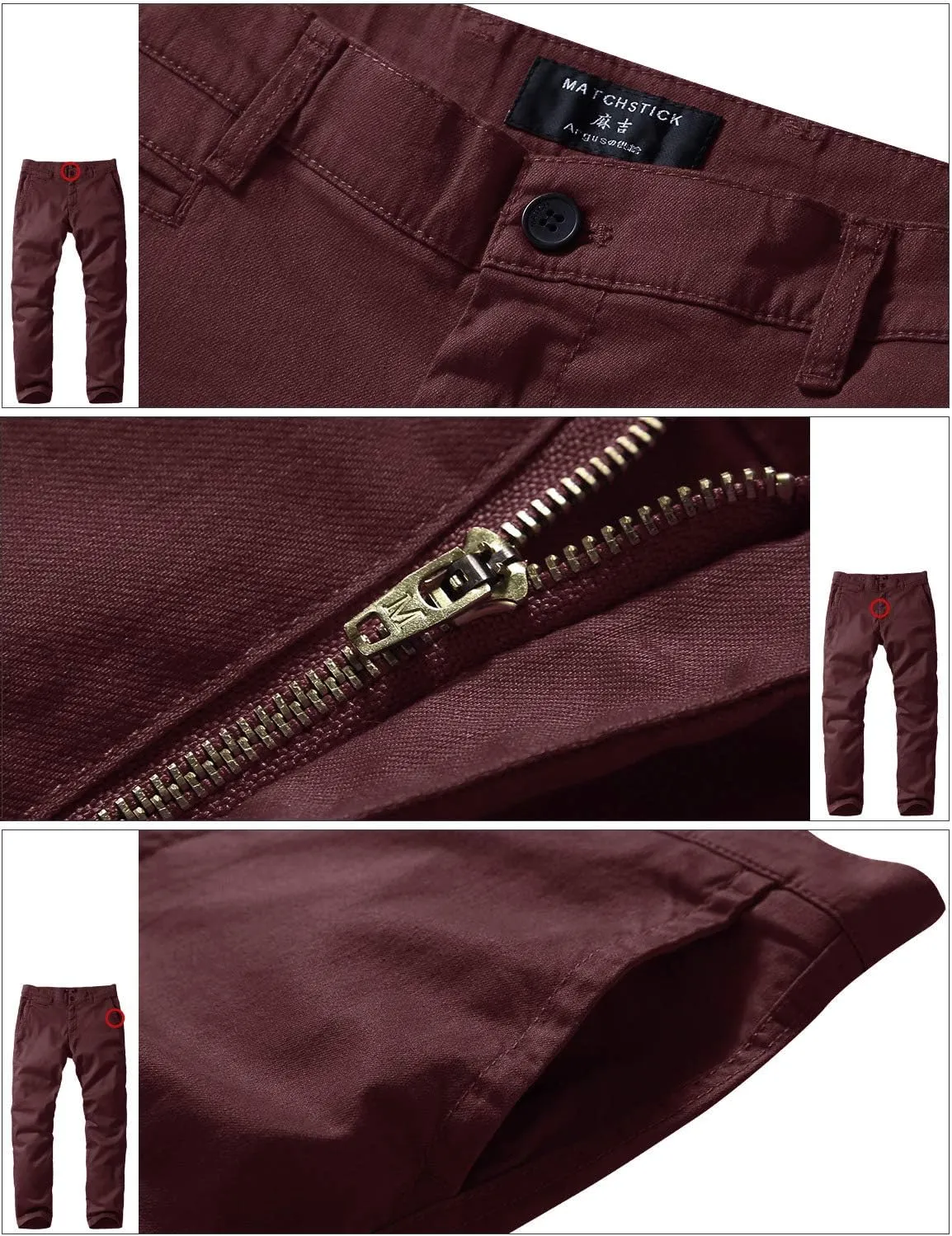 Match Men's Slim Tapered Stretchy Casual Pants #8105