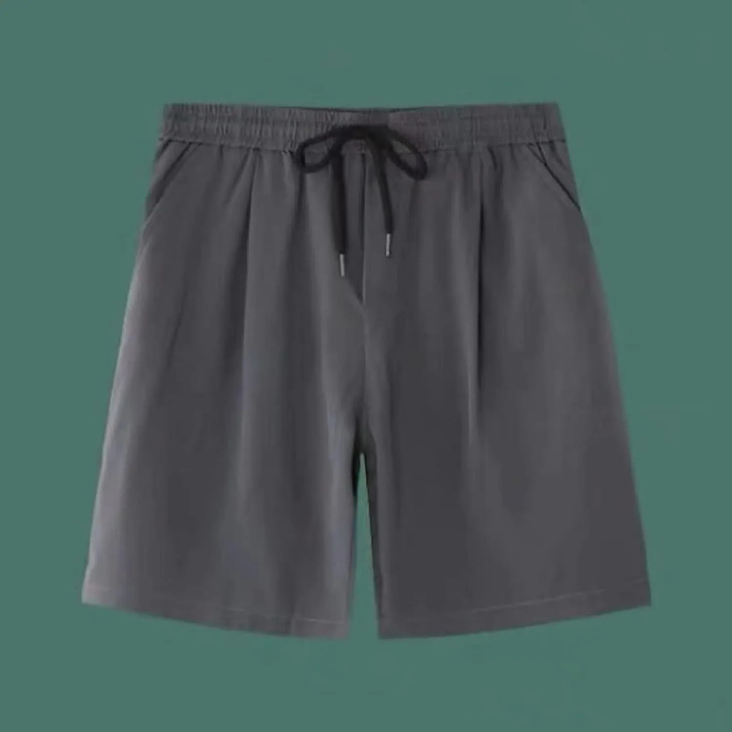 Men Casual Shorts Elastic Waist Drawstring Shorts Stretch Summer Beach Shorts with Pockets