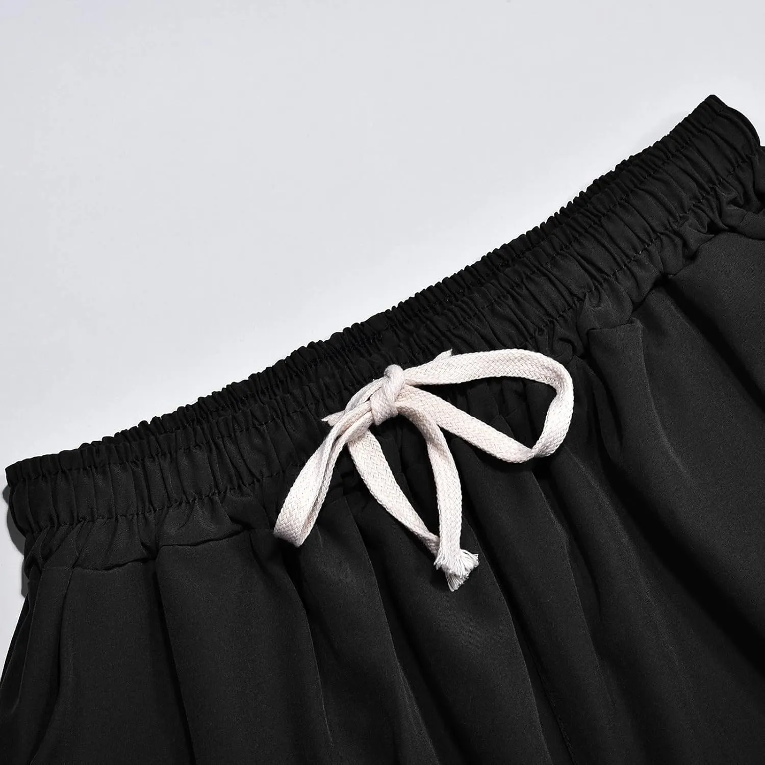 Men Casual Shorts Elastic Waist Drawstring Shorts Stretch Summer Beach Shorts with Pockets