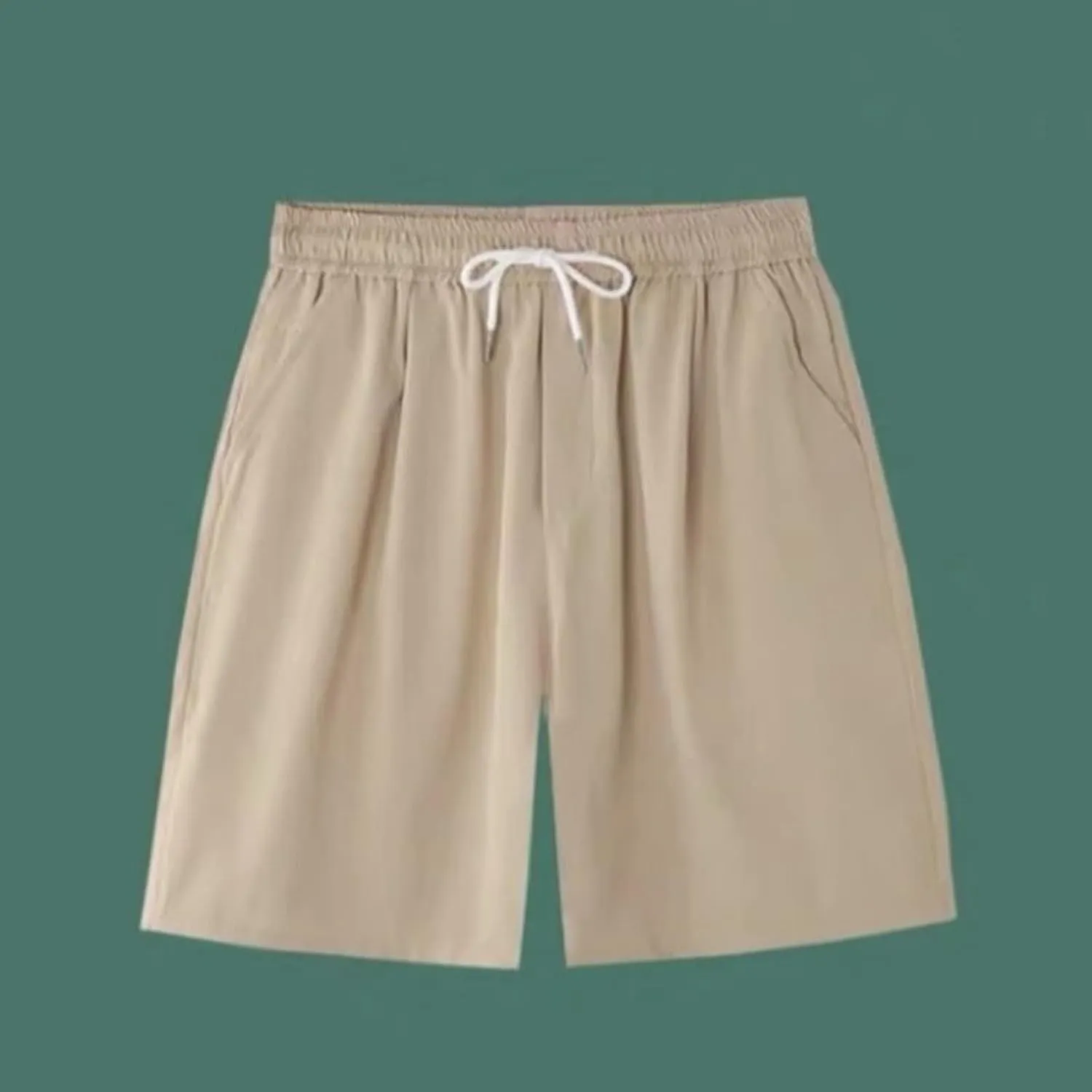 Men Casual Shorts Elastic Waist Drawstring Shorts Stretch Summer Beach Shorts with Pockets