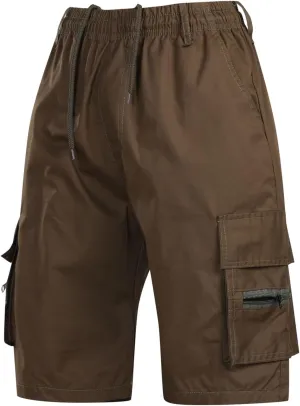 Men Casual Shorts Elastic Waist Drawstring Shorts Stretch Summer Beach Shorts with Pockets