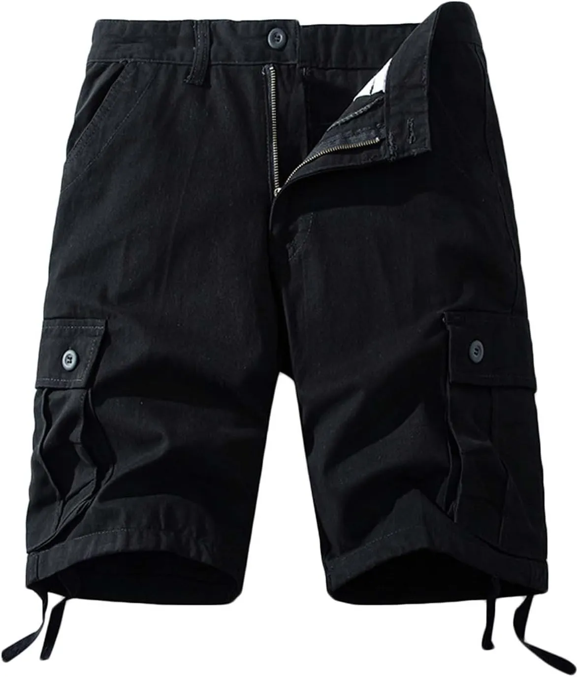 Men Drawstring Shorts 5 Inch Inseam Casual Cargo Shorts Regular Fit Multi-Pockets Cotton Shorts Outdoor Sports Shorts