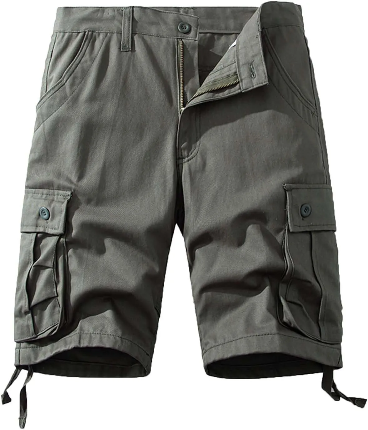 Men Drawstring Shorts 5 Inch Inseam Casual Cargo Shorts Regular Fit Multi-Pockets Cotton Shorts Outdoor Sports Shorts