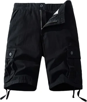 Men Drawstring Shorts 5 Inch Inseam Casual Cargo Shorts Regular Fit Multi-Pockets Cotton Shorts Outdoor Sports Shorts