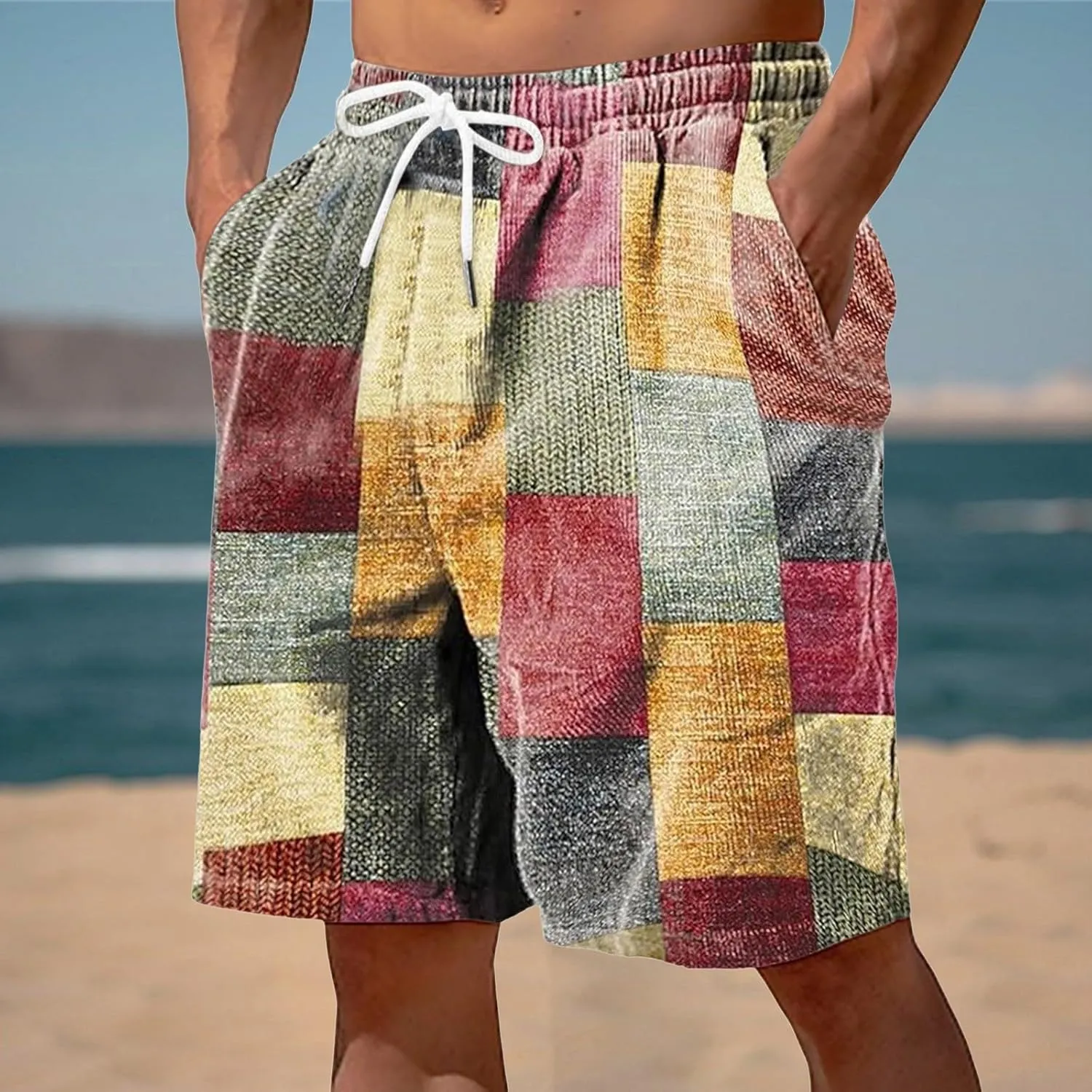 Men Linen Shorts Mens Cargo Shorts Outdoor Hiking Casual Shorts Workout Gym Jogger Shorts Loose Fit Shorts