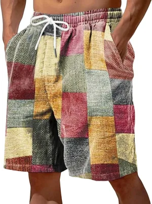 Men Linen Shorts Mens Cargo Shorts Outdoor Hiking Casual Shorts Workout Gym Jogger Shorts Loose Fit Shorts