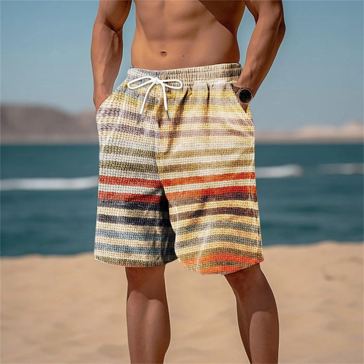 Men Linen Shorts Mens Cargo Shorts Outdoor Hiking Casual Shorts Workout Gym Jogger Shorts Loose Fit Shorts