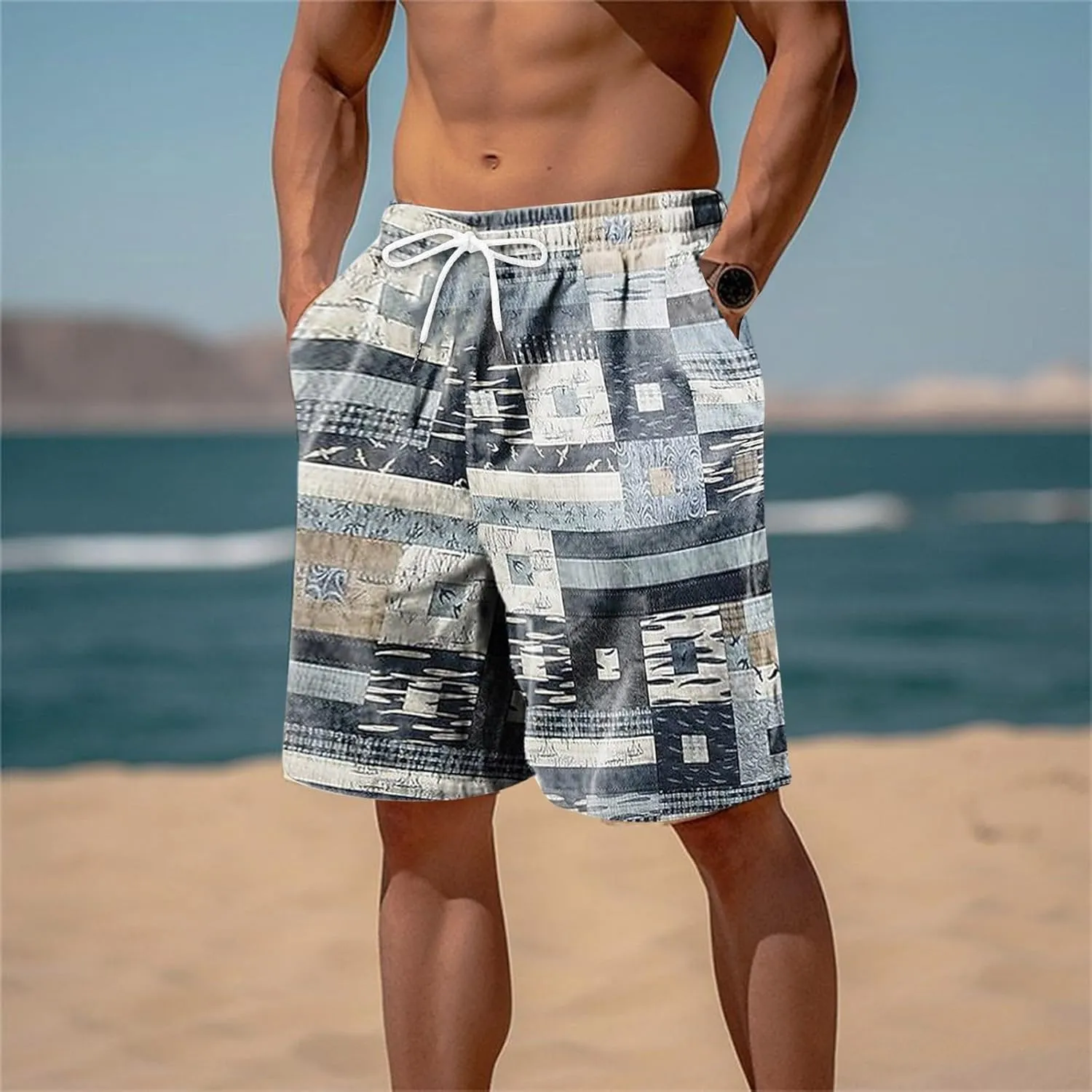 Men Linen Shorts Mens Cargo Shorts Outdoor Hiking Casual Shorts Workout Gym Jogger Shorts Loose Fit Shorts