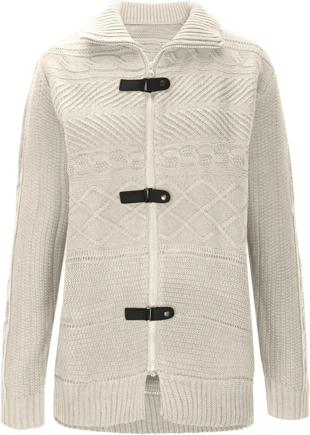 Men Turtleneck Sweater Vintage Button Chunky Knit Temperament Cardigan Jacket Zipper up Stand Collar Knitwear Tops