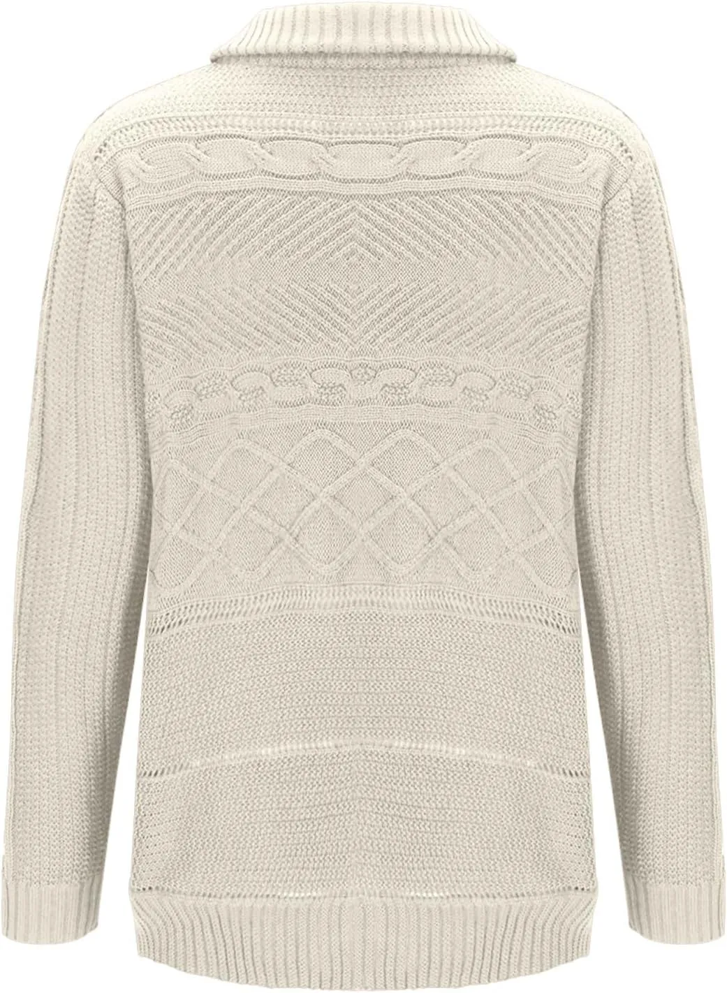Men Turtleneck Sweater Vintage Button Chunky Knit Temperament Cardigan Jacket Zipper up Stand Collar Knitwear Tops