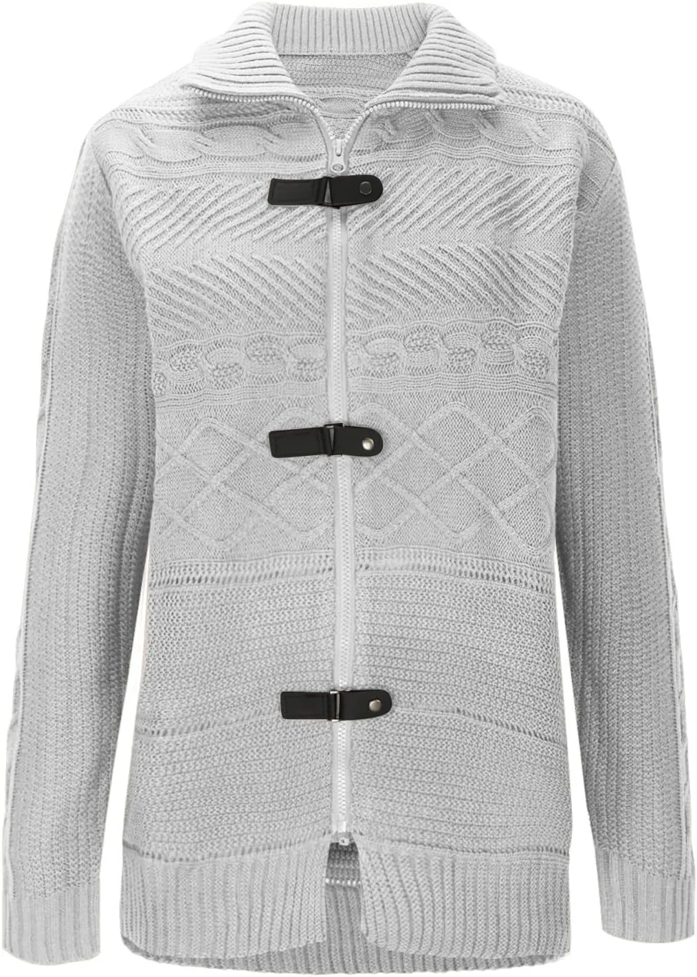 Men Turtleneck Sweater Vintage Button Chunky Knit Temperament Cardigan Jacket Zipper up Stand Collar Knitwear Tops