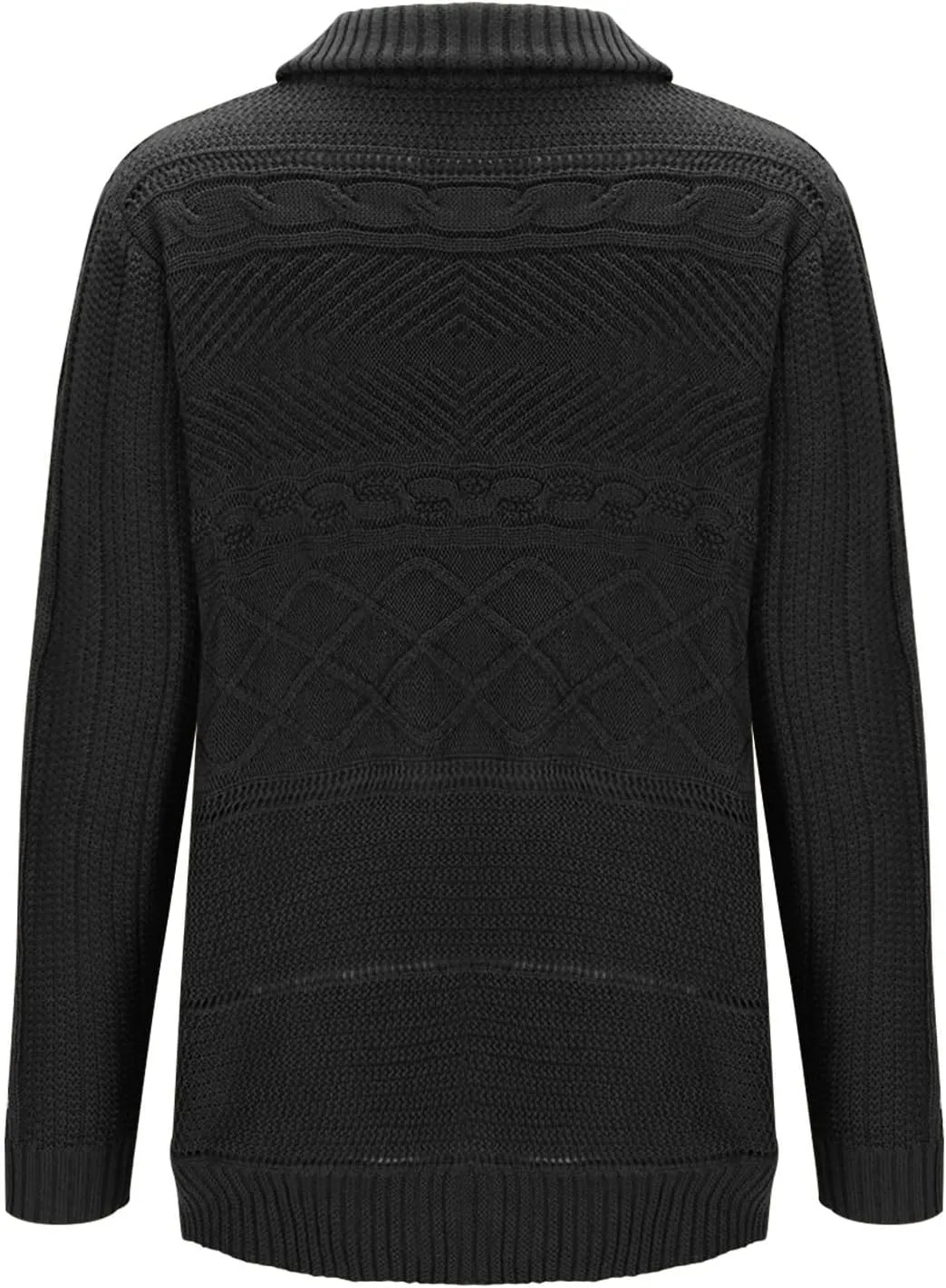Men Turtleneck Sweater Vintage Button Chunky Knit Temperament Cardigan Jacket Zipper up Stand Collar Knitwear Tops
