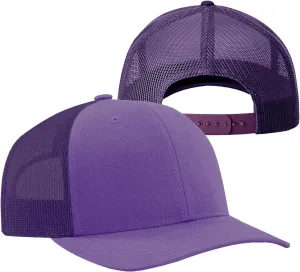 Men Women Plain Cotton Trucker Cap with Breathable Mesh Back, Snapback Baseball Hats