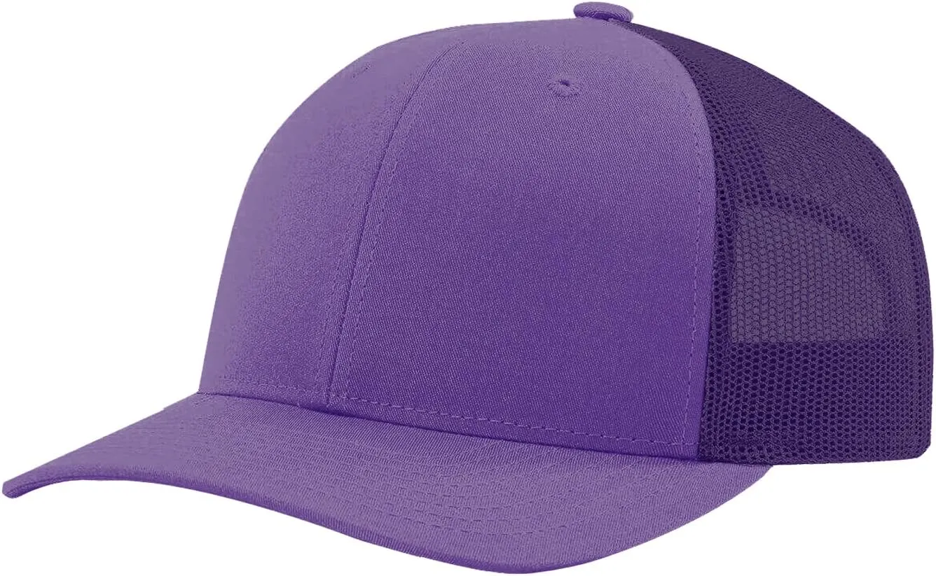 Men Women Plain Cotton Trucker Cap with Breathable Mesh Back, Snapback Baseball Hats